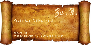 Zsinka Nikolett névjegykártya
